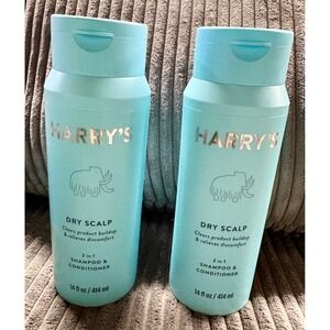 Harry's Dry Scalp 2 in 1 Shampoo & Conditioner 14 fl oz Lot of 2 Bottles Mens